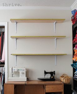Use busted measuring tapes to decorate shelves - choose-to-thrive.com